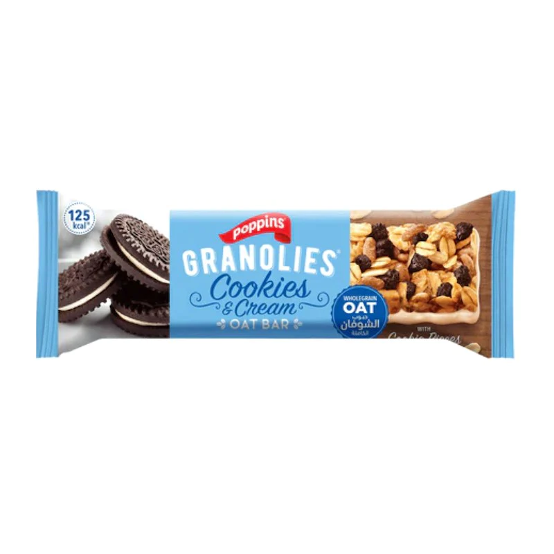 Poppins Granolies Cookies & Cream Oat Bar 30g